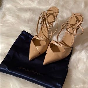 Sergio Rossi crossover nude patent pumps Sz 40